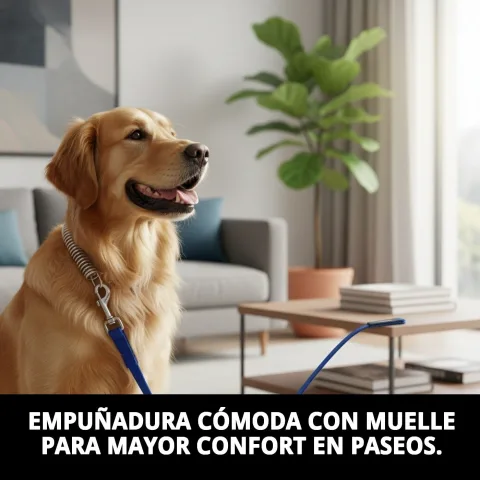 Empuñadura confortable con muelle en color azul para perros grandes
