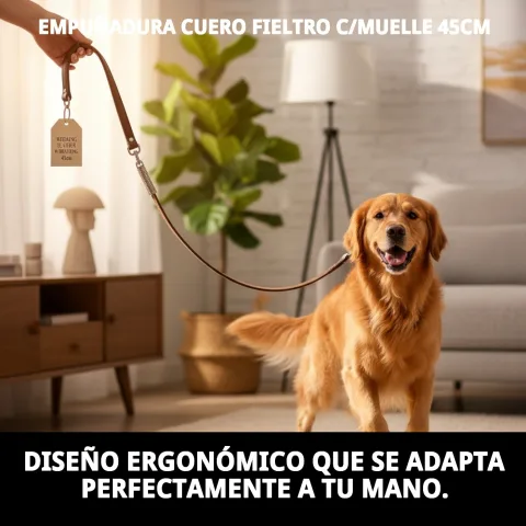 Vista lateral de empuñadura de cuero para perros
