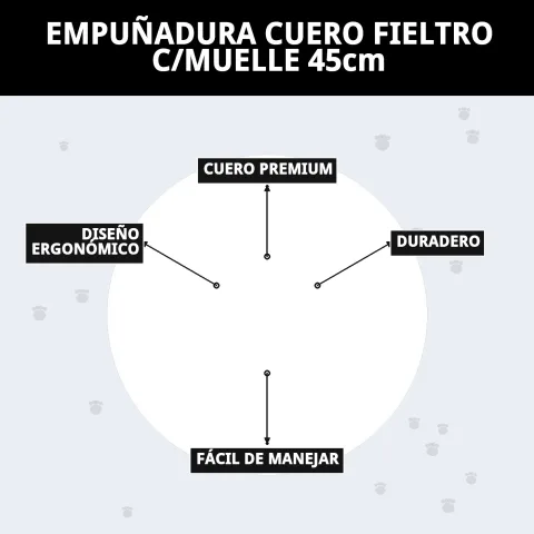 Empuñadura de cuero fieltro con muelle en primer plano