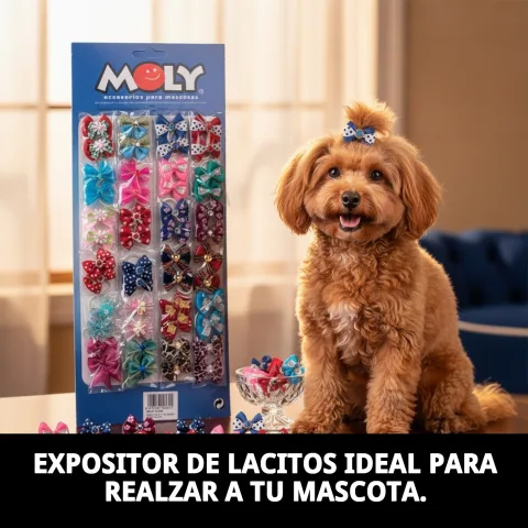 Detalle lacitos dobles de colores variados para perros