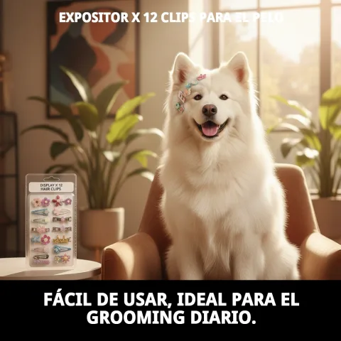 Uso de clip Moly durante sesión de grooming en perro