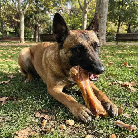 Gros plan sur os de jambon affinés et déshydratés pour chiens