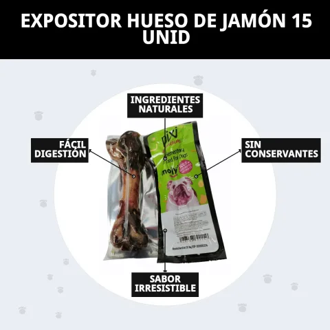 Détail de l'emballage du présentoir Moly avec 15 os