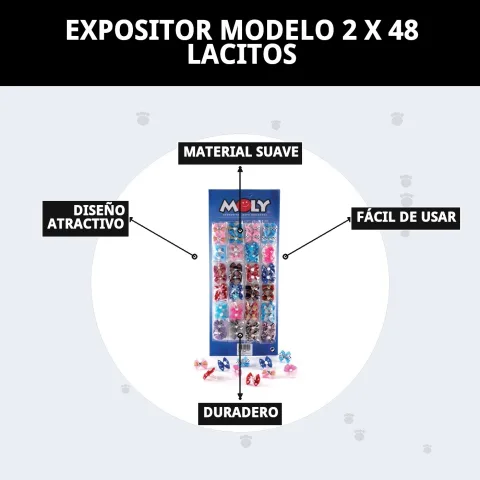 Lacitos Moly Modelo 2 presentados en expositor para venta