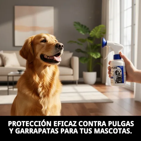 Application du spray Frontline sur un chien