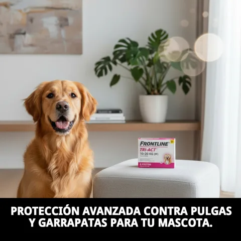 Application d'une pipette FRONTLINE TRI-ACT sur un chien de taille moyenne