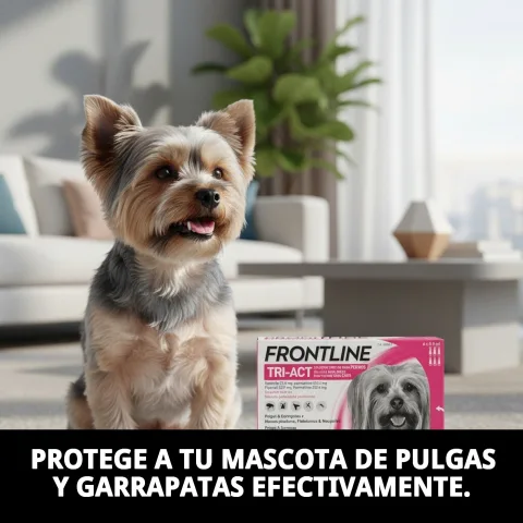 Application de la pipette Frontline Tri-Act sur un chien de petit poids