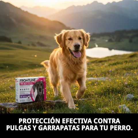 Application d'une pipette FRONTLINE TRI-ACT sur un chien adulte