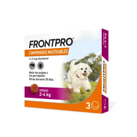 Comprimidos masticables FRONTPRO 11 mg antiparasitario para perros contra pulgas y garrapatas