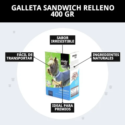Galletas sándwich rellenas para perros junto a otros snacks Mar Mascotas