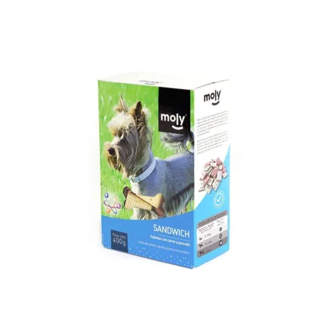 Envase de galletas sándwich rellenas para perros Moly lateral