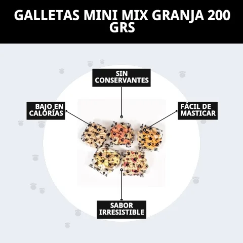 Presentación de 200 g de Galletas Mini Mix Granja Moly