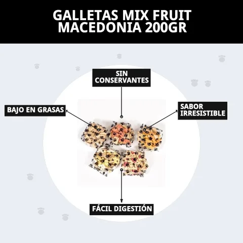 Paquete de galletas Mix Fruit Macedonia en entorno doméstico