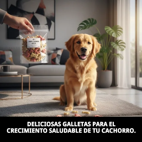 Galletas Puppy Moly en mano para premiar cachorro