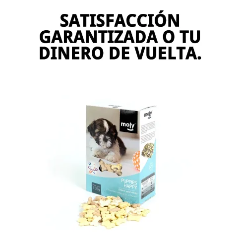 Envase trasero con información nutricional de Galletas Puppy Moly