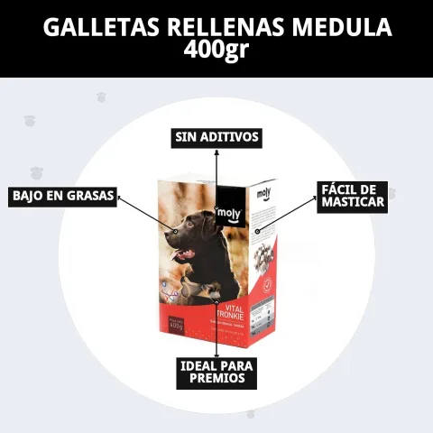 Mano dando una galleta rellena médula a un perro