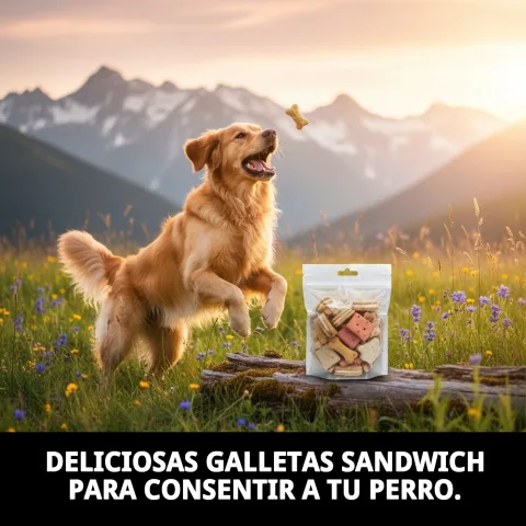 Perro disfrutando de Galletas Sándwich Rellenas Moly