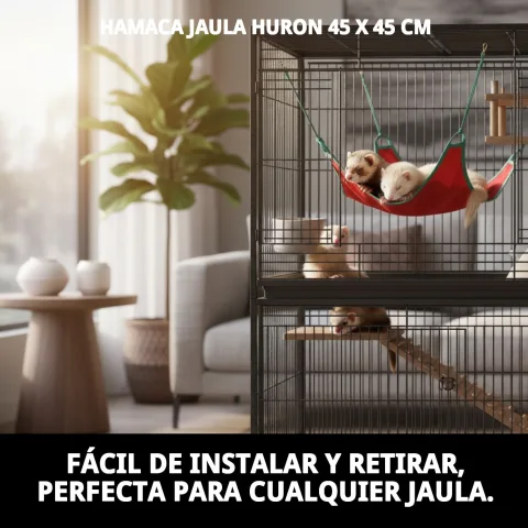 Hamaca para hurones con ventilación adecuada en jaula