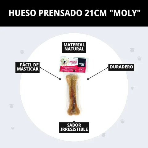 Hueso prensado Moly junto a otros snacks naturales para perros