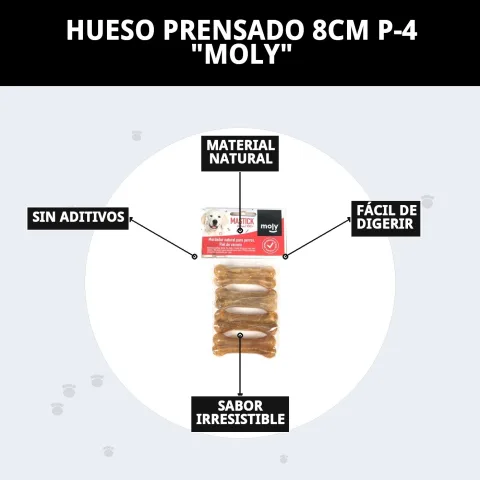 Perro disfrutando hueso prensado natural para limpieza dental