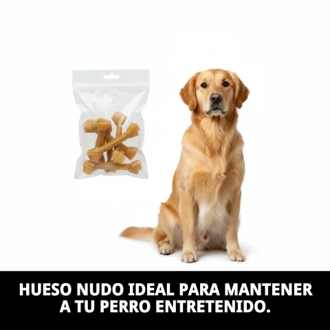 Detalle del doble nudo en hueso de piel bovina prensada