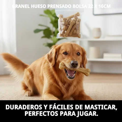 Textura sólida de hueso prensado para masticación prolongada