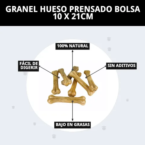 Huesos prensados 21 cm de piel bovina en paquete de 10 unidades