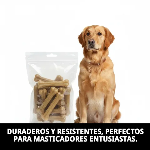Perro mordiendo hueso prensado de piel bovina 26 cm