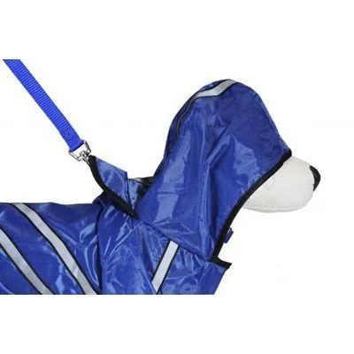 Vista trasera del impermeable con capucha para perros pequeños y medianos
