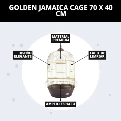 Présentation complète de la cage Jamaica Dorée couleur dorée