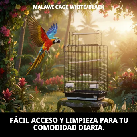 Jaula Malawi en ambiente doméstico con decoración moderna