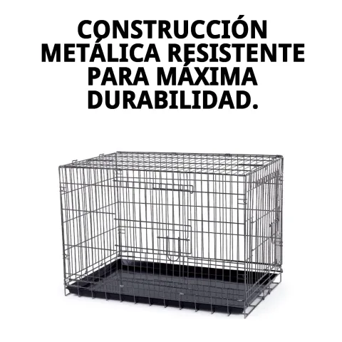 Jaula metálica grande para perros desplegada en ambiente doméstico