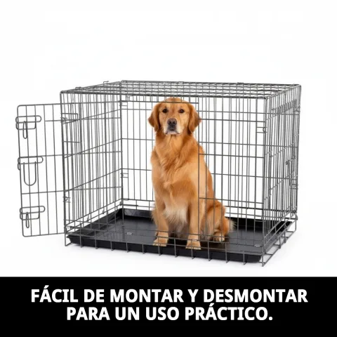 Perro descansando cómodamente dentro de la jaula metálica Moly