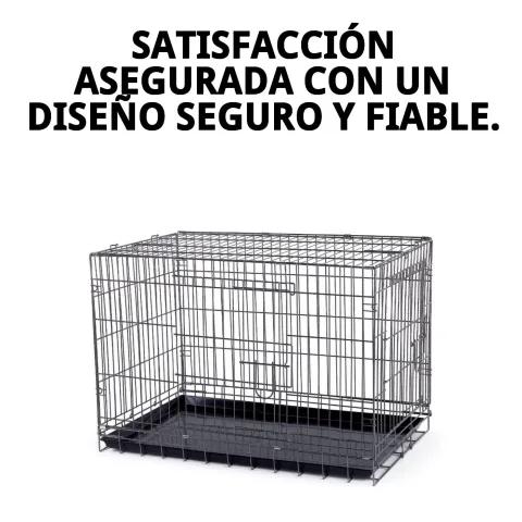 Vista general de la estructura metálica resistente de la jaula para perros