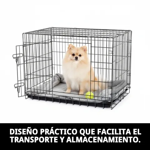 Detalle del cierre metálico seguro de la jaula para perros