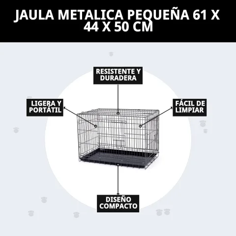 Jaula metálica pequeña para perros en ambiente doméstico