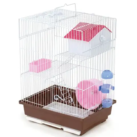 JAULA PARA HÁMSTER MOLY DE DOS PISOS CON BANDEJA EXTRAÍBLE Y PARRILLA 30 X 23 X 41 CM | INCLUYE COMEDERO, BEBEDERO Y RUEDA