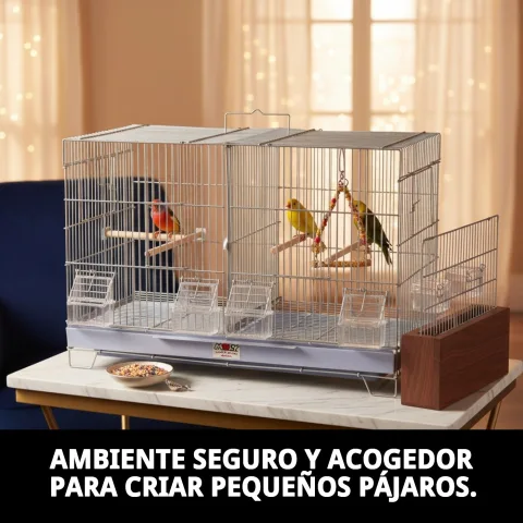 Mangeoires intégrées dans la cage d elevage pour oiseaux