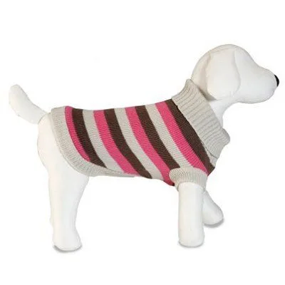 Detalle del tejido y diseño de rayas del jersey para perro