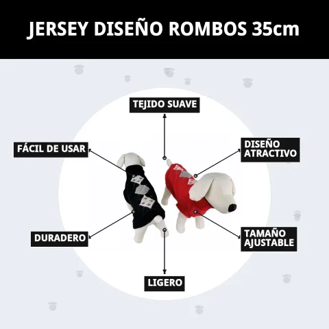 Embalaje y presentación del jersey diseño rombos 35 cm