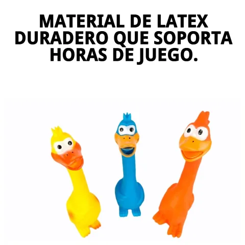 Juguete de látex Pollo Funny en color amarillo sobre fondo blanco