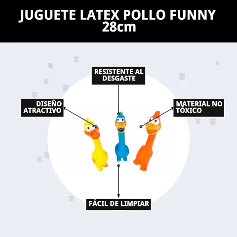 Empaque del juguete de látex Pollo Funny para perros