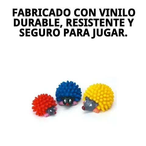 Vista lateral del juguete erizo dental de vinilo para perros