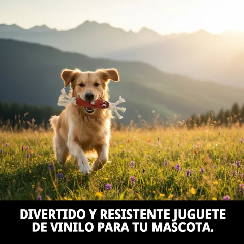 Perro jugando con juguete vinilo salchicha 19 cm