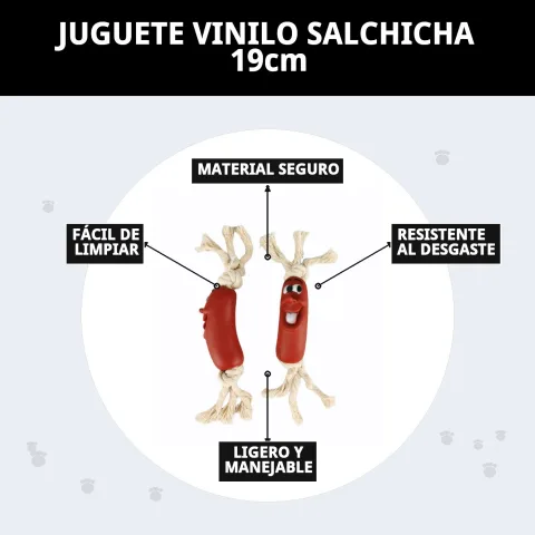 Juguete vinilo salchicha en caja de Mar Mascotas