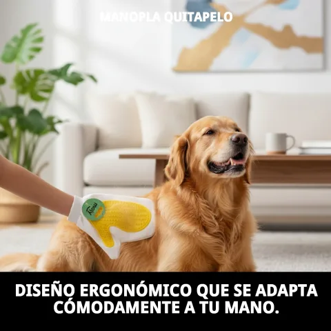 Manopla quitapelo nettoyant un canapé avec poils d'animal
