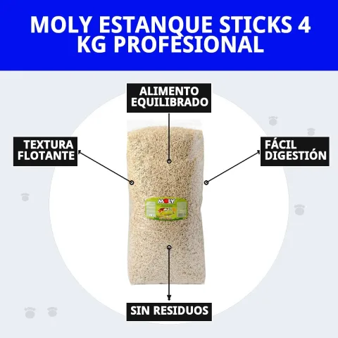 Aliment pour poissons très appétent MOLY Estanque Sticks