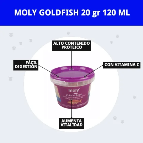 Emballage fermé de MOLY GOLDFISH 20 gr 120 ml