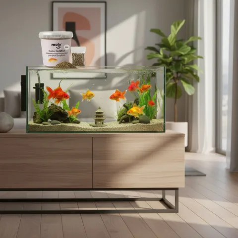 Granulés alimentaires pour poissons avec vitamines et fibres