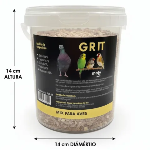 Recipiente con suplemento mineral MOLY Grit para aves ornamentales